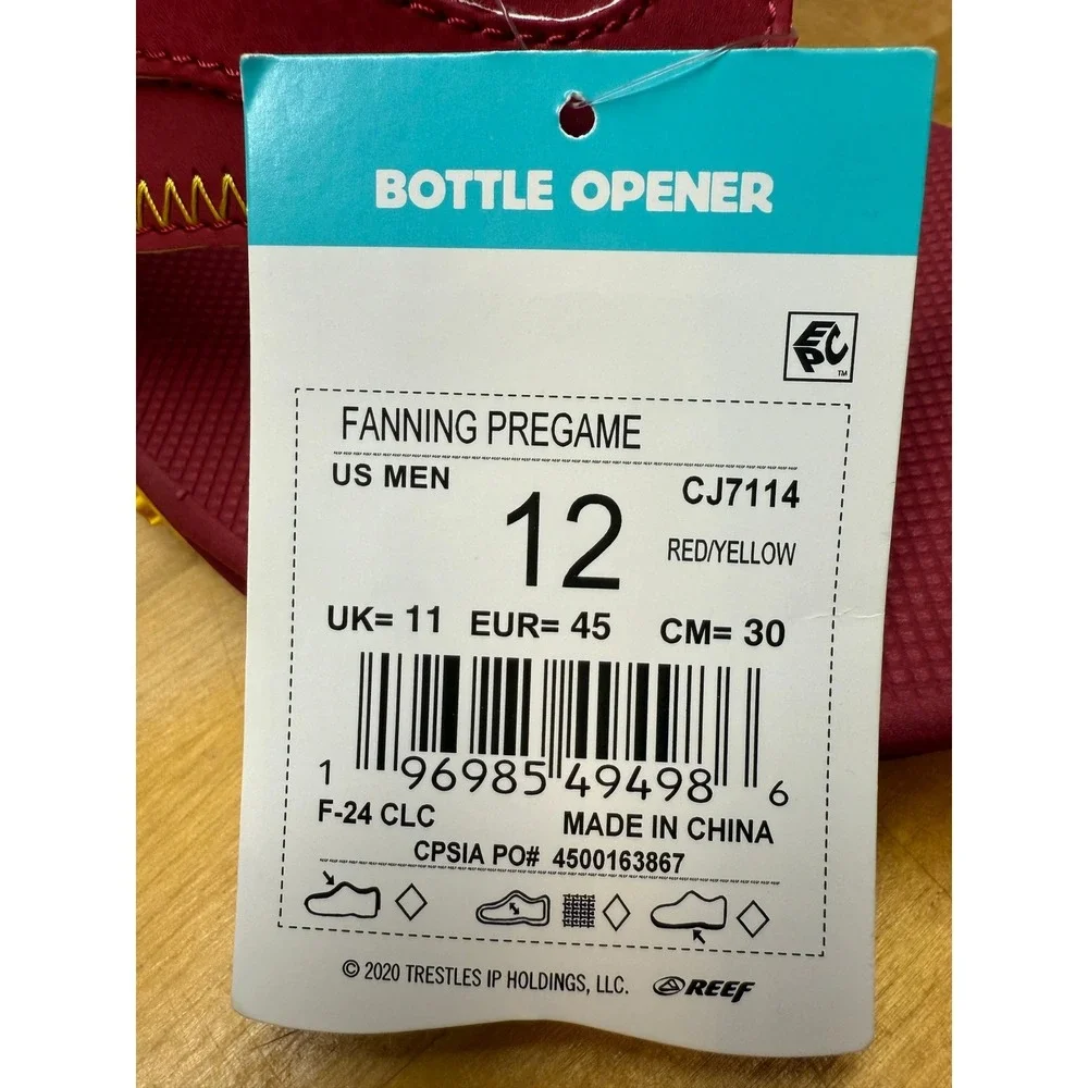 Reef Fanning Pregame Mens Flip Flops Bottle Opener Sandals Size 12 NEW